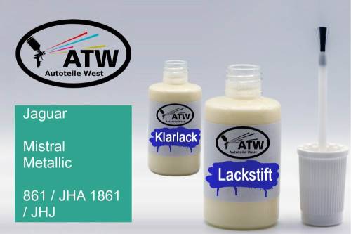 Jaguar, Mistral Metallic, 861 / JHA 1861 / JHJ: 20ml Lackstift + 20ml Klarlack - Set, von ATW Autoteile West.